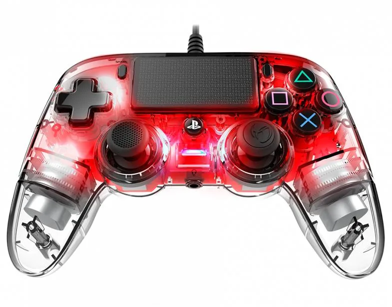 NACON Wired Compact Controller - Rød Transparent Gamepad til PS4 & PC — produktfoto