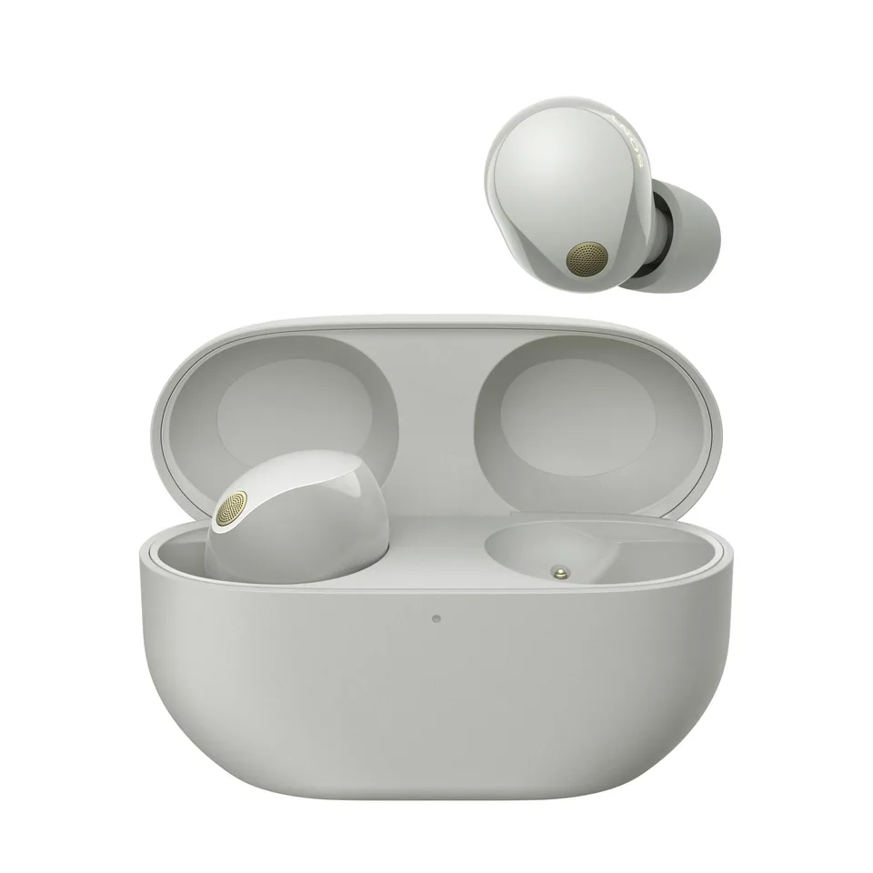 Sony WF-1000XM5 - trådløse in-ear-øretelefoner med støjreduktion - sølv Headset — produktfoto