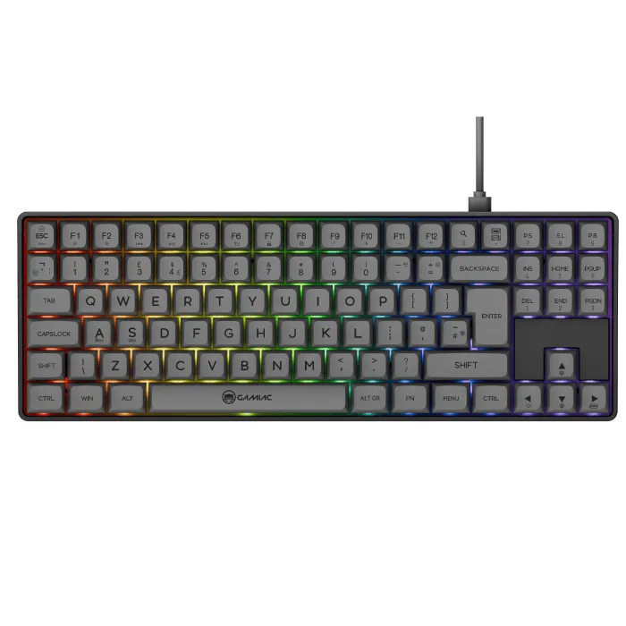 Gamiac TKL90G - Grå/Sort - TKL Tastatur - Blå Switch — produktfoto