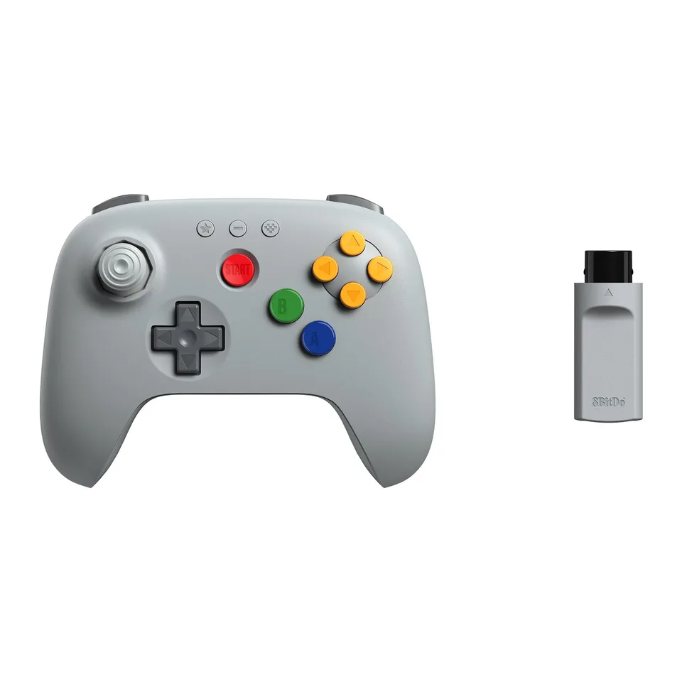 8Bitdo - 64 Wireless 2.4G Controller - Grey — produktfoto