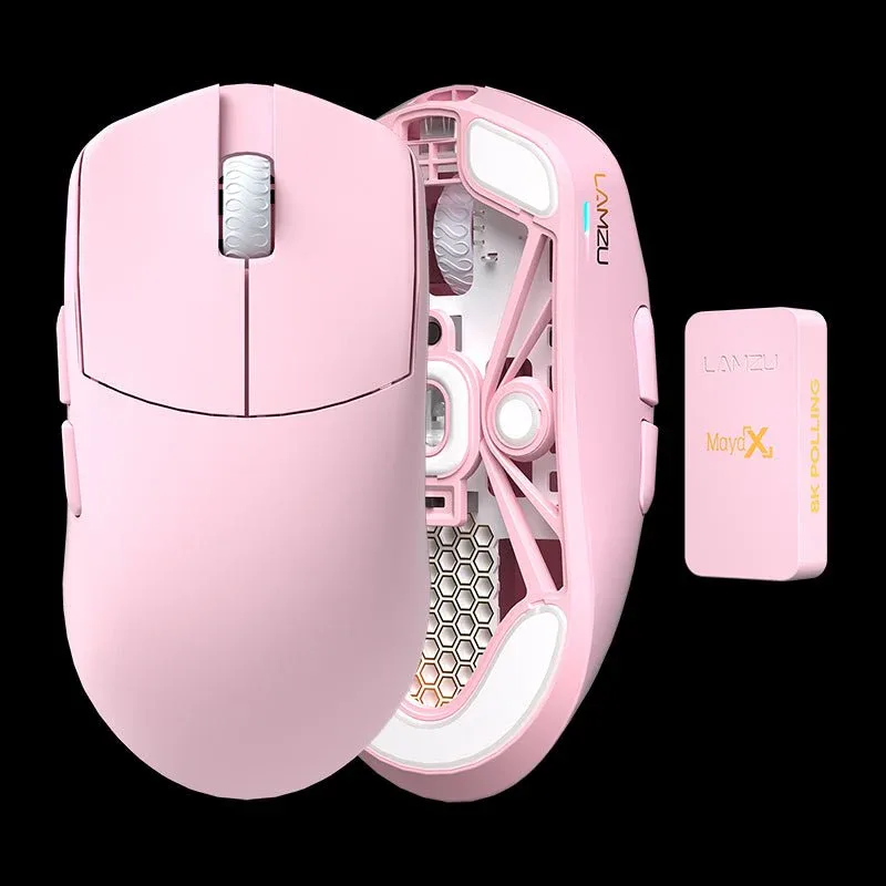 Lamzu Maya X - 8K Dongle, Omron Optical - Light Pink Mus — produktfoto