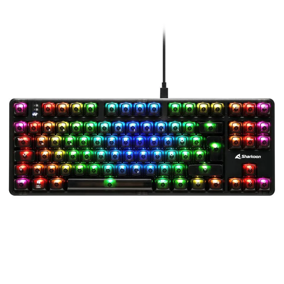 Sharkoon Crystal Shark tastatur - sort, KTT, tysk layout — produktfoto