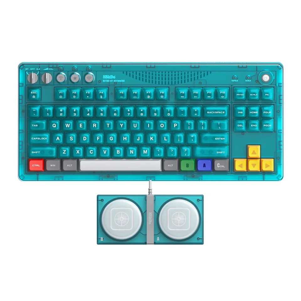 8BitDo Retro 87 Mechanical Keyboard Clear Blue Tastatur — produktfoto