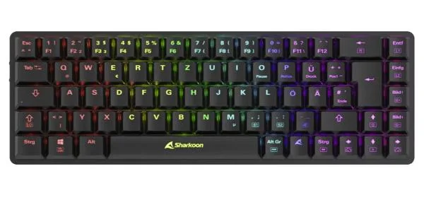 Sharkoon PureWriter W65 - sort, Kailh Choc V2 Red, DE Tastatur — produktfoto