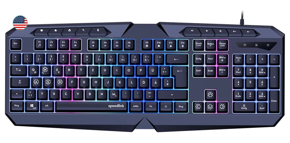 Speedlink - LUDICIUM RGB Rainbow Gaming Tastatur, sort - US Layout — produktfoto