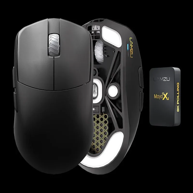 Lamzu Maya X - 8K Dongle, Omron Optical - Charcoal Black Mus — produktfoto