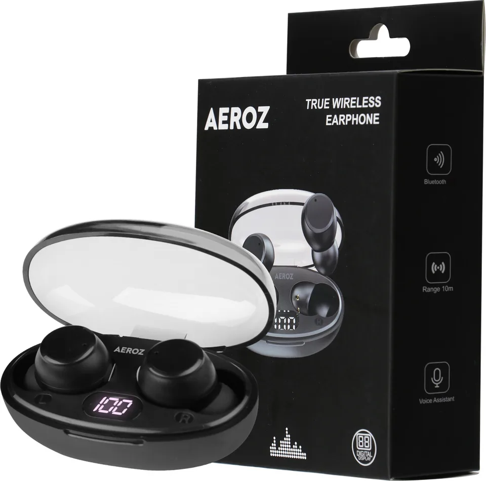AEROZ TWS-1010 Trådløse In-Ear Høretelefoner - Sort Headset — produktfoto