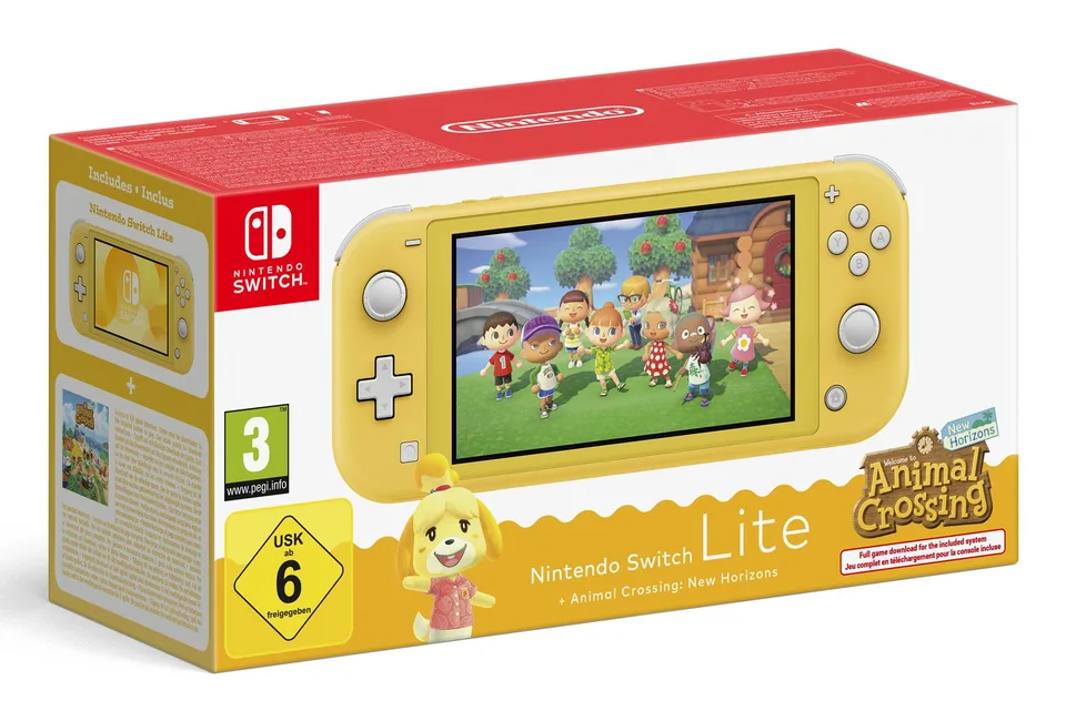 Nintendo Switch Lite + Animal Crossing: New Horizons - gul — produktfoto