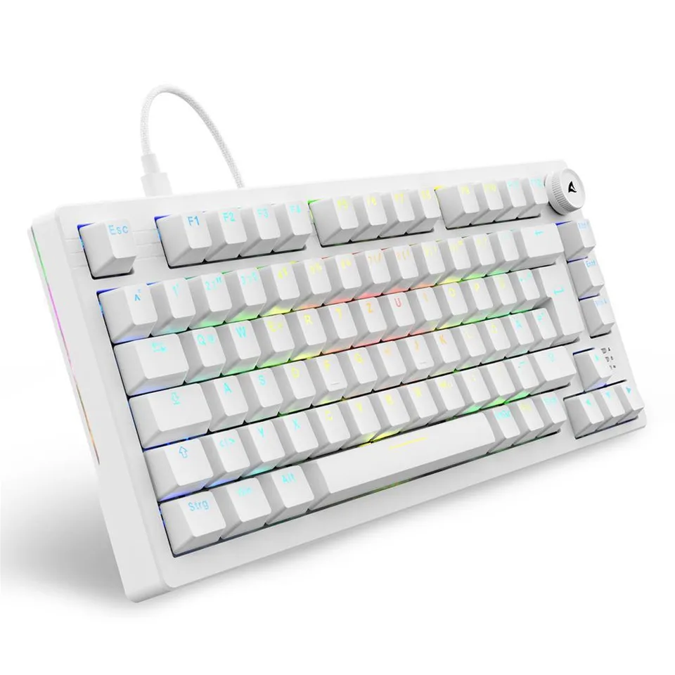 Sharkoon SKILLER SGK25 gamingtastatur - hvid, DE, Huano Red — produktfoto