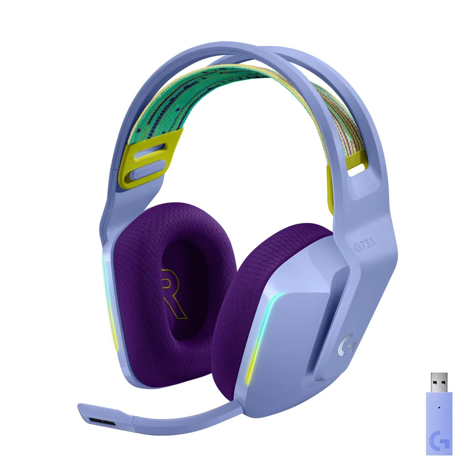 Logitech G G733 LIGHTSPEED Wireless RGB Gaming Headset Trådløs Headset Lilla — produktfoto