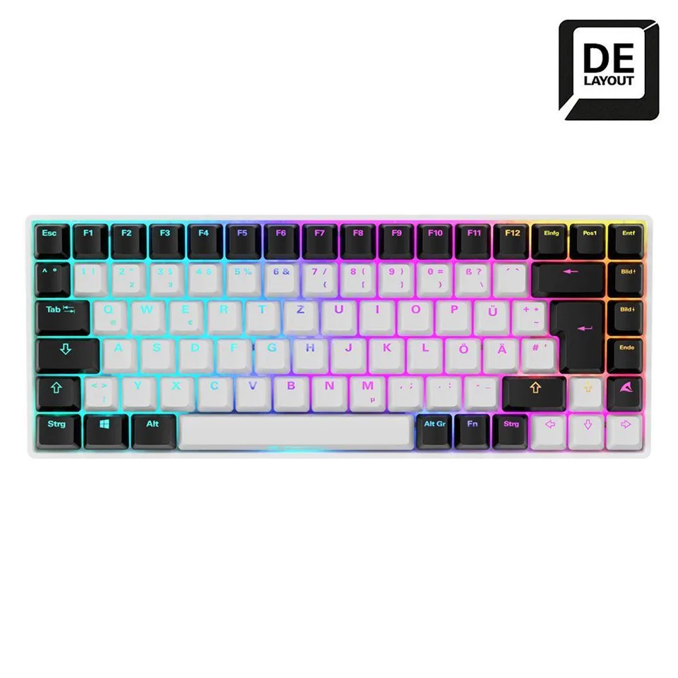 Sharkoon SKILLER SGK50 S3 tastatur - hvid, Yellow, tysk layout — produktfoto