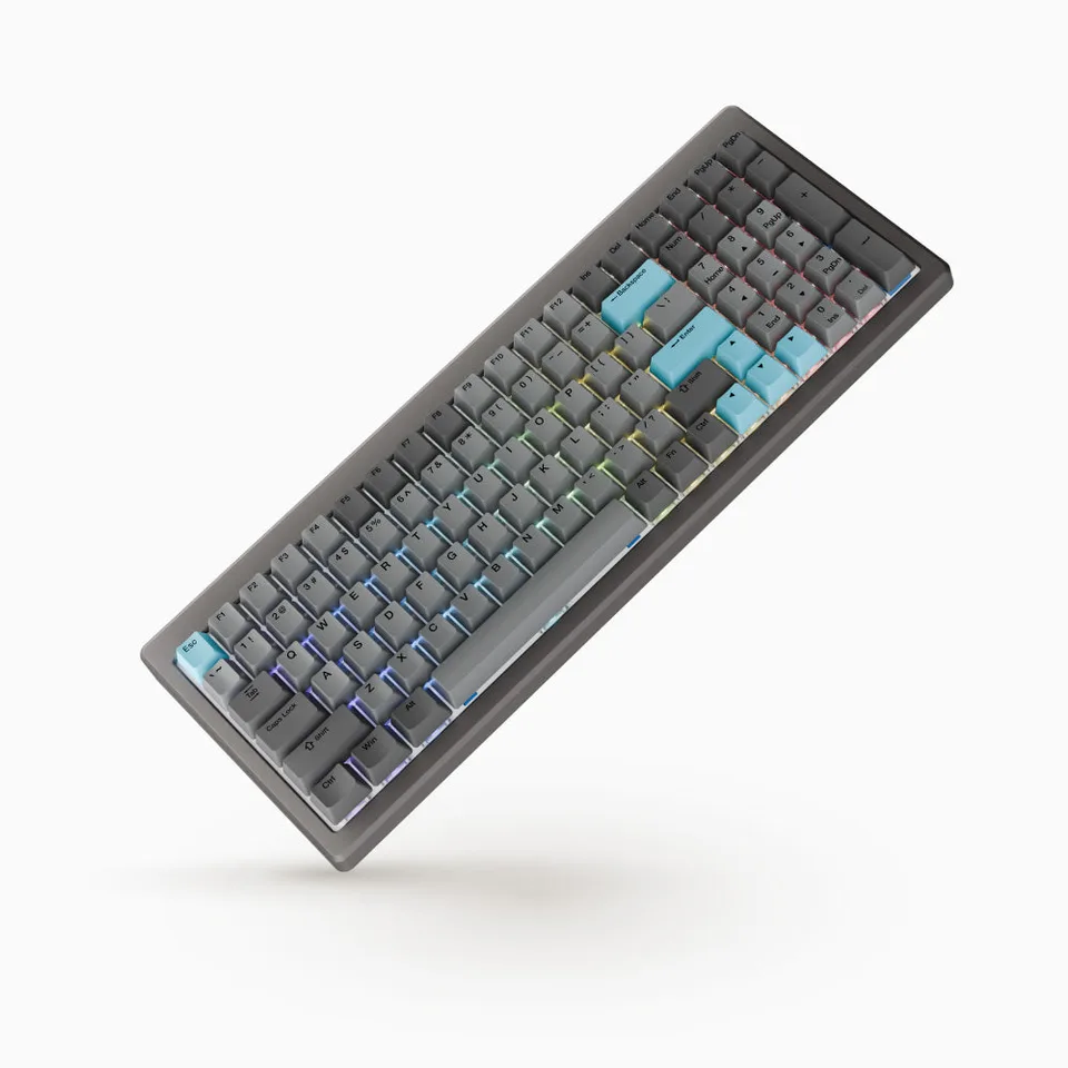 Ducky Cushion 98 - Nickel, Shush Tactile - Nordisk ISO Tastatur — produktfoto