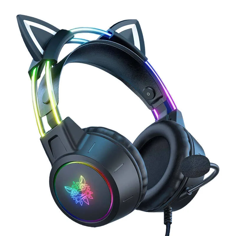 ONIKUMA X15 PRO Gaming Headset med Katteører - Sort — produktfoto