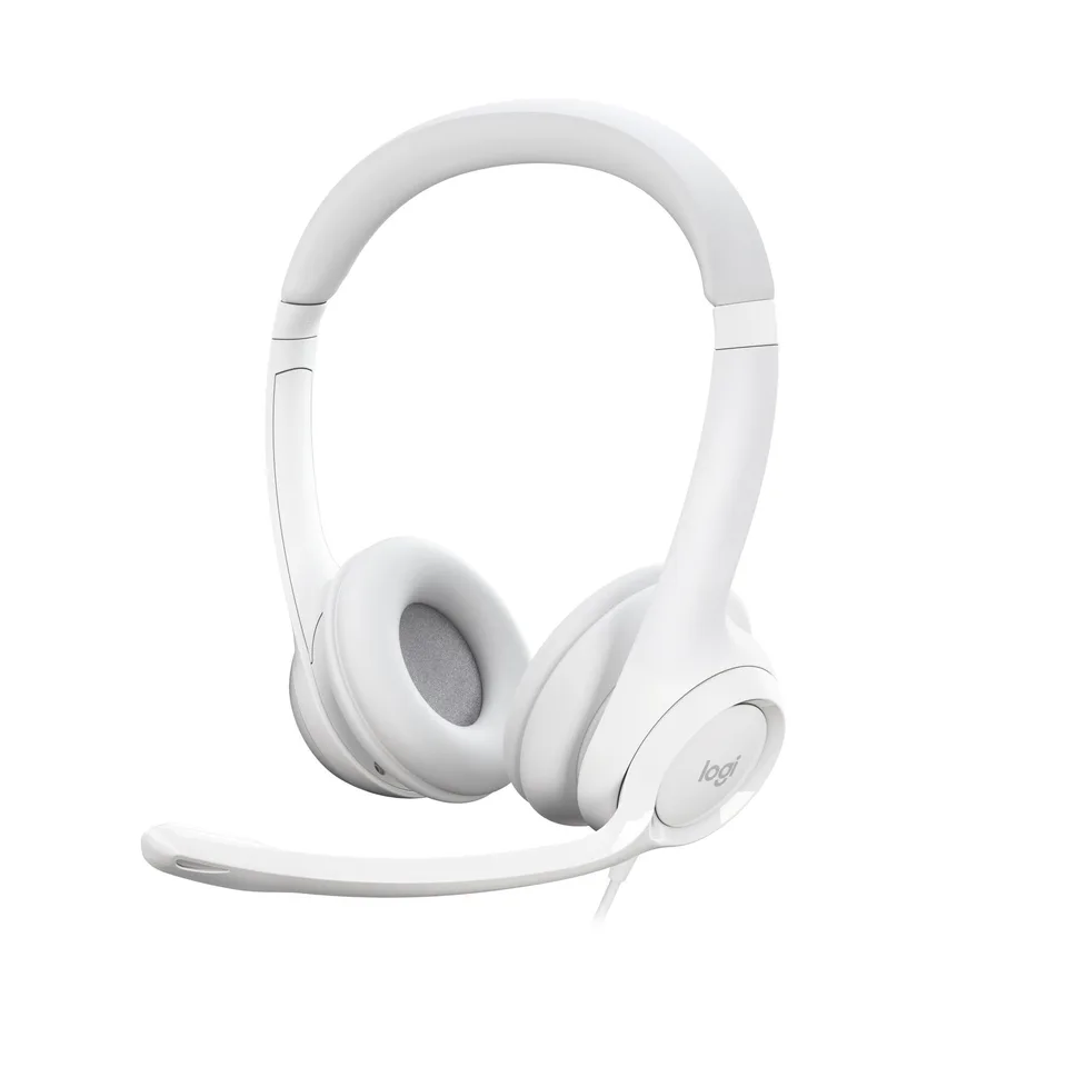 Logitech - H390 Wired Headset for PC/Laptop, Stereo Headphones with Noise Cancelling Microphone, USB-A WHITE — produktfoto