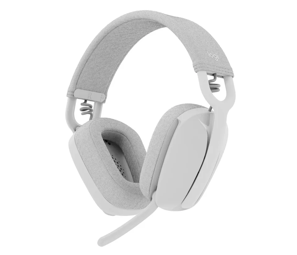 Logitech - Zone Vibe 100 Lightweight Wireless Over Ear Headphones - Noise Canceling Microphone - OFF WHITE Headset — produktfoto