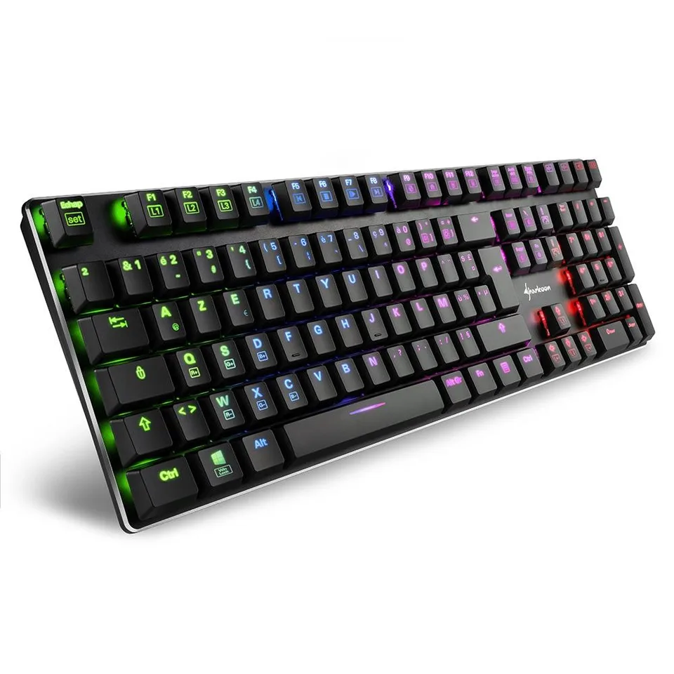 Sharkoon PureWriter RGB Blue - sort, fransk layout Tastatur — produktfoto