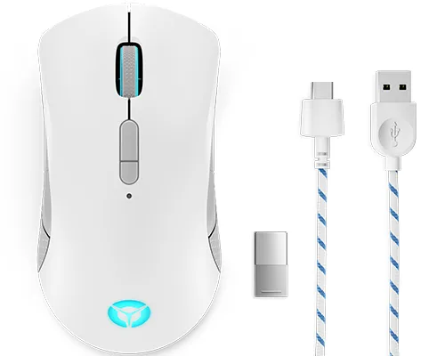 Lenovo Legion M600 Gaming Mouse Optisk Trådløs Kabling Grå Hvid Mus — produktfoto
