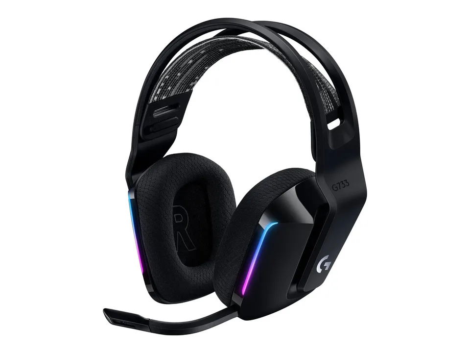 Logitech G G733 LIGHTSPEED Wireless RGB Sort Headset — produktfoto