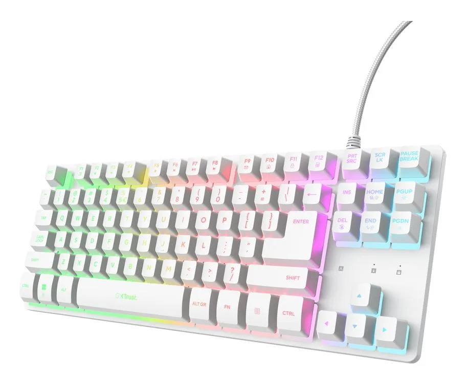 Trust GXT 833W Thado TKL Gaming-tastatur - Hvid, Nordisk — produktfoto
